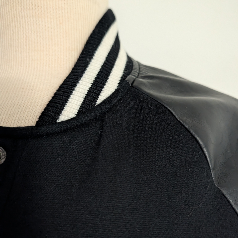 Forever 21 Black Varsity Jacket with Leather Accents - Picture 4 of 8